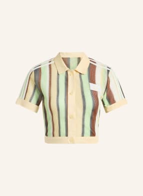 Adidas Originals Pletené Polo Tričko Striped Cropped světle zelená / hnědá / béžová