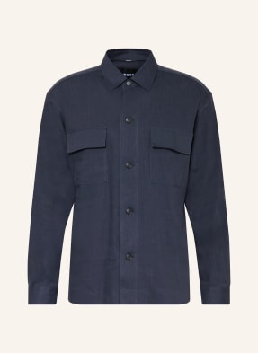 Boss Hemd Cai Comfort Fit Mit Leinen blau