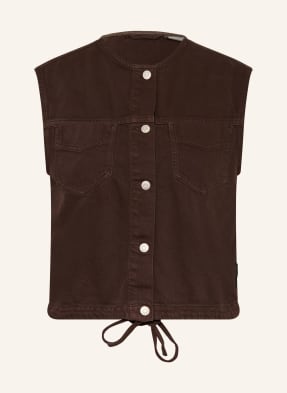 Marc O'polo Denim Džínová Vesta tmavě hnědá