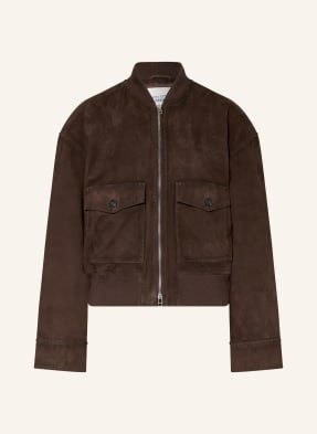 Marc O'polo Denim Kožená Bunda tmavě hnědá