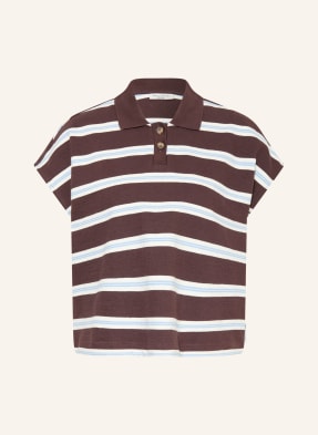 Marc O'polo Denim Jerseyové Polo Tričko tmavě hnědá / tmavě modrá / bílá