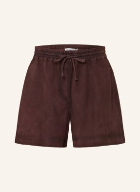 Marc O'polo Denim Kožené Šortky tmavě hnědá