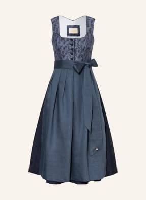 Alpenherz Dirndl Frederika Z Lnu tmavě modrá / modrá