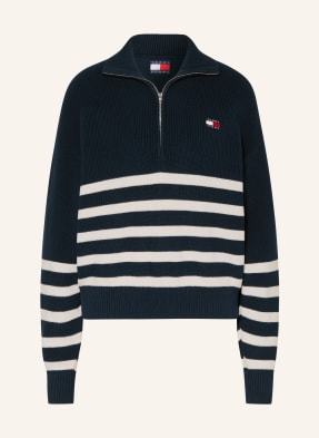 Tommy Jeans Svetr S Rolákem tmavě modrá / bílá