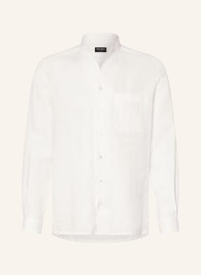 Zegna Lněná Košile Comfort Fit Se Stojáčkem bílá