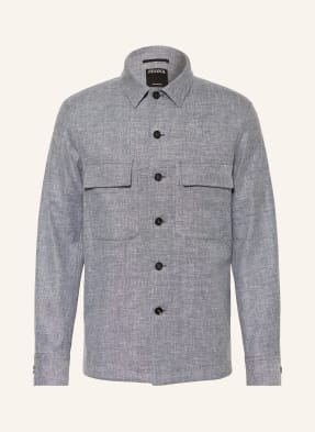 Zegna Overjacket S Lněnou Podšívkou modrá
