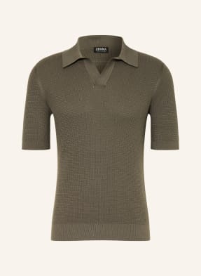 Zegna Pletené Polo Tričko khaki