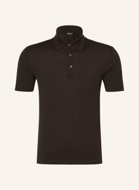 Zegna Pletené Polo Tričko tmavě hnědá