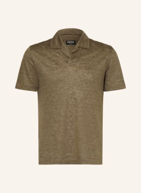 Zegna Lněné Polo Tričko Z Džersího Úpletu černošedá