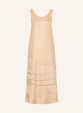 Weekend Max Mara Lněné Šaty Dolmen S Krajkou béžová