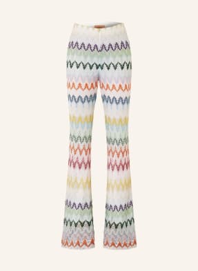Missoni Pletené Kalhoty S Třpytivou Přízí tmavě modrá / oranžová / světle zelená