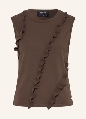 Marc Cain Pletený Top S Volánky 697 seal brown