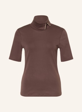 Marc Cain Rollkragenshirt Mit Schmuckperlen braun