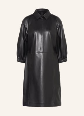 Marc Cain Šaty V Koženém Vzhledu S 3/4 Rukávy 900 black new