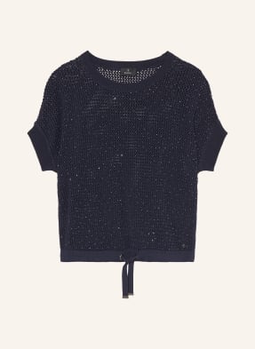 Monari Strickshirt Mit Schmucksteinen blau