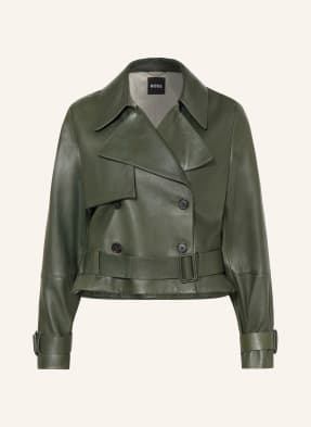 Boss Lederjacke Satela gruen