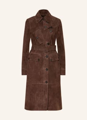Belstaff Kožený Trenčkot tmavě hnědá