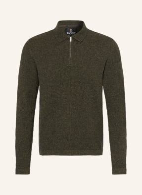 Barbour Pletené Polo Tričko tmavě zelená / černá