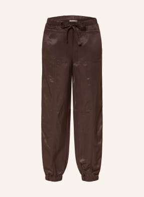 Opus Pants Kalhoty Mucia V Joggingovém Stylu tmavě hnědá
