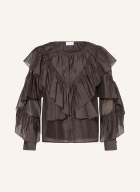 Comma Blusenshirt Mit Rüschen braun
