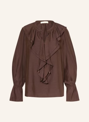 Ivi Collection Blůza S Volánky hnědá