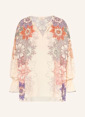 Ivi Collection Blůzová Košile krémová / fialová / oranžová