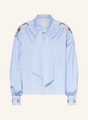 Ivi Collection Blůza S Odnímatelnou Mašlí tmavě modrá / bílá / černá