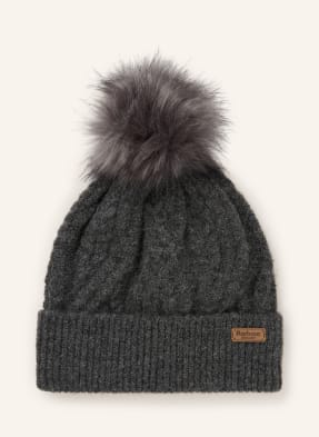 Barbour Čepice Elsdon S Umělou Kožešinou tmavě šedá