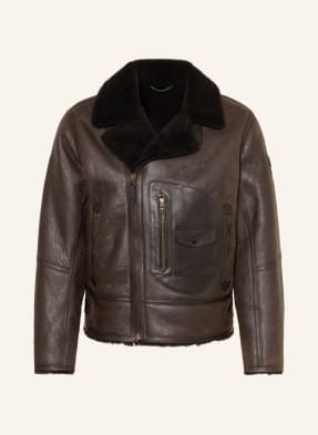 Belstaff Kožená Bunda Buxton hnědá / tmavě hnědá