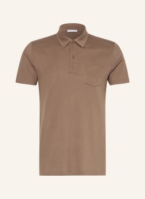 Sunspel Pletené Polo Tričko Riviera černošedá