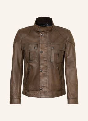 Belstaff Kožená Bunda Gangster tmavě hnědá