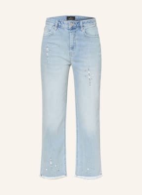Monari Cropped Jeans Mit Schmucksteinen blau