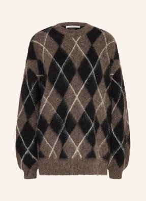 Gestuz Oversized Svetr Gzsida Z Alpaky hnědá / bílá / černá