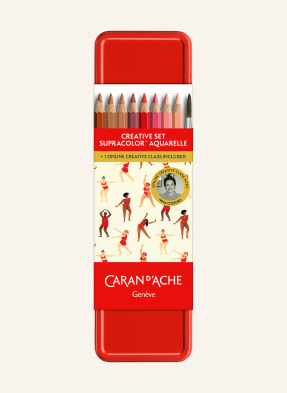 Caran D'ache 12dílná Sada Akvarelových Pastelek Supracolor červená / světle hnědá / tmavě hnědá