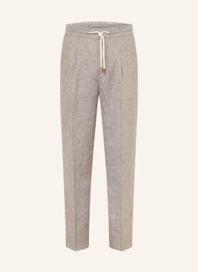 Brunello Cucinelli Chino Regular Fit S Lnem hnědá