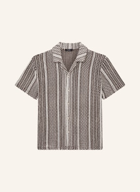 Reiss Háčkovaná Košile Aetos Comfort Fit tmavě hnědá / bílá