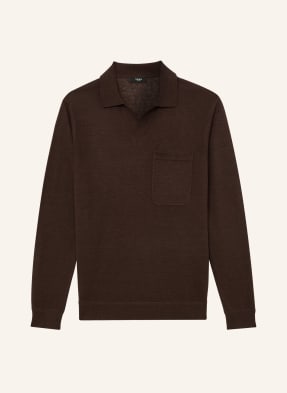 Reiss Lněný Svetr Oaklands tmavě hnědá