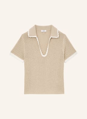 Reiss Pletené Polo Tričko Ottilie světle hnědá / bílá