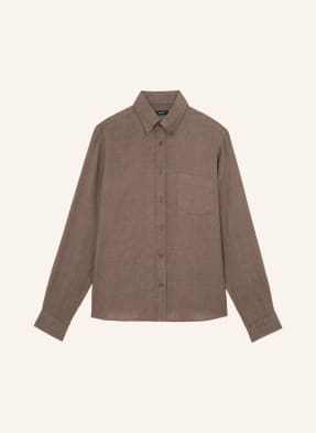 Reiss Lněná Košile Queens Regular Fit hnědá