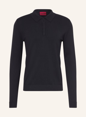 Hugo Úpletová Polokošile San Pippo Slim Fit tmavě modrá