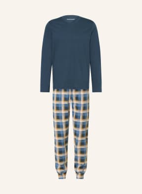 Schiesser Pyžamo Casual Essentials černošedá / režná / olivová