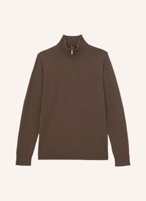 Reiss Svetr Troyer Blackhall Z Merino Vlny tmavě hnědá
