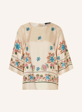 Weekend Max Mara Hedvábná Blůza Wkdsamba S 3/4 Rukávy béžová / zelená / tyrkysová
