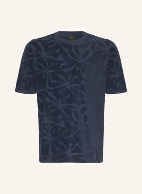 Boss T-Shirt Flower Aus Frottee blau