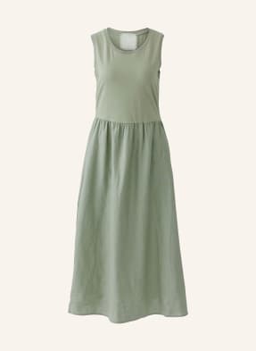 Oui Kleid Im Materialmix Mit Leinen gruen