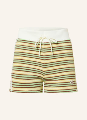 Adidas Originals Froté Šortky Booty S Pruhy světle zelená / hnědá / tmavě žlutá