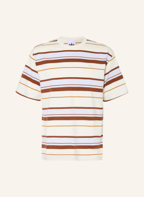 Adidas Originals Tričko Striped Crew Neck krémová / hnědá / tmavě modrá