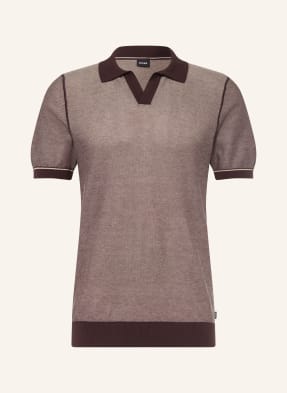 Boss Strick-Poloshirt Narciso braun