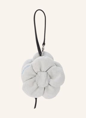 Marc Jacobs Taschenanhänger The Cookie Pouch Charm Denim Fringes Flowers weiss