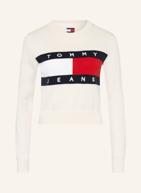Tommy Jeans Svetr bílá / červená / tmavě modrá